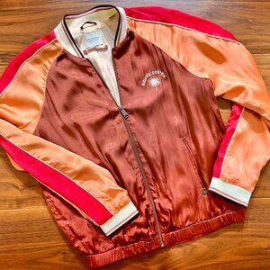 Scotch & Soda Rust Red and Peach Satin Bomber Jacket